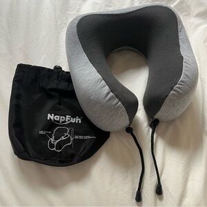 Memory Foam Travel Neck Pillow in Gray and Black by NapFun